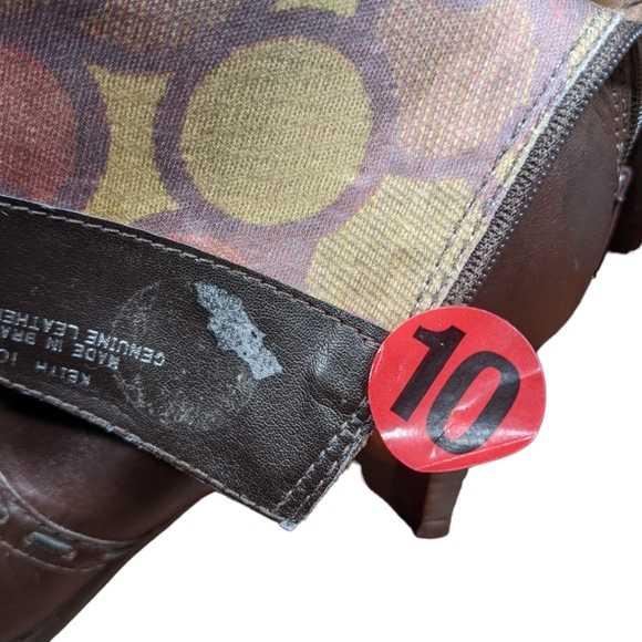 Ankle Boot Brown 10B Square Pointed Toe Metallic Bronze Stitching Rectangle Heel - Picture 14 of 16